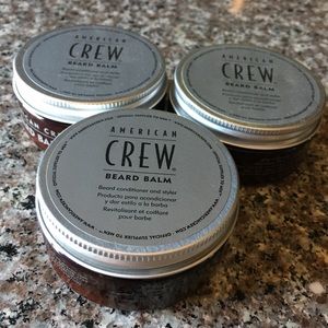 American crew men’s beard balm. $15 each online.